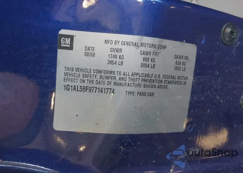 2007 Chevrolet Cobalt Lt from USA, damaged, VIN 1G1AL58F977141774